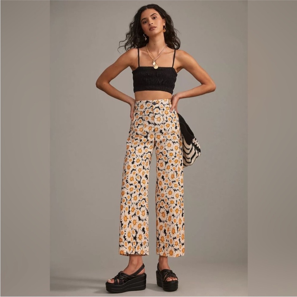 Anthropologie Maeve The Colette Pant Daisy Print